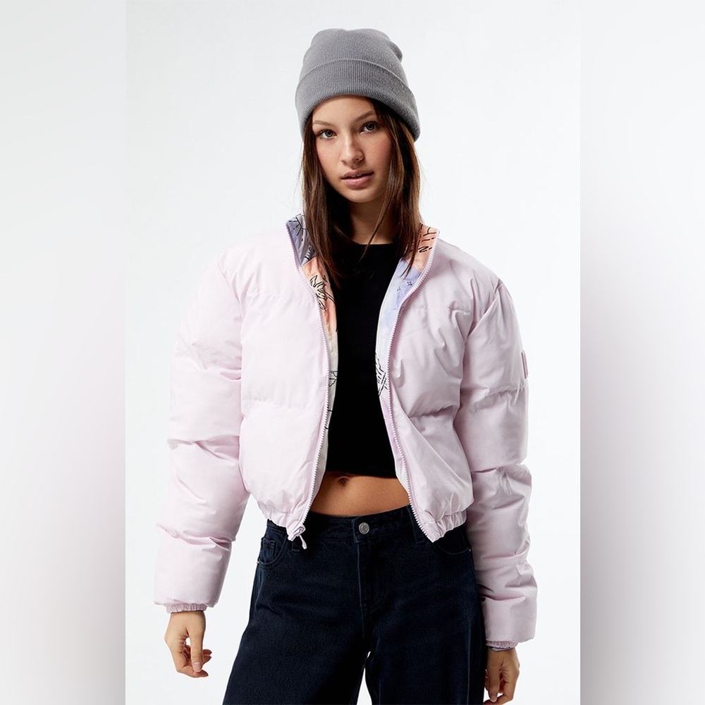 NWT $198 Roxy x Chloe Kim Reversible Puffer Bomber Jacket Sz m - Picture 2 of 11
